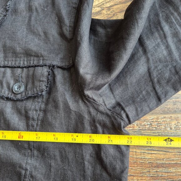 Tommy Bahama Two Palms 100% Linen Raw-Edge Jacket Button-Front Pocket Black - Picture 14 of 15